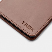 Trunk Leather Wallet Case - кожен (естествена кожа) калъф, тип портфейл с магнитно захващане за iPhone 13 mini (кафяв) 3