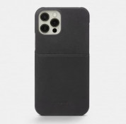Trunk Leather Wallet Case - кожен (естествена кожа) кейс с джоб за кредитна карта за iPhone 12 mini (черен) 1