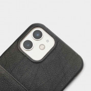 Trunk Leather Wallet Case - кожен (естествена кожа) кейс с джоб за кредитна карта за iPhone 12 mini (черен) 2