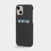 Trunk Leather Wallet Case - кожен (естествена кожа) кейс с джоб за кредитна карта за iPhone 12 mini (черен)