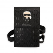 Karl Lagerfeld Monogram Ikonik Wallet Bag - оригинална универсална чанта с презрамки, подходяща за смартфони (черен)