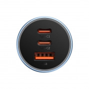 Baseus Golden Contactor Pro Quick Car Charger 65W (CGJP010003) - зарядно за кола с 2xUSB-C и USB-A изходи с технология за бързо зареждане (син) 3