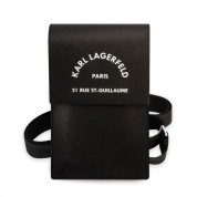 Karl Lagerfeld Saffiano Rue Saint Guillaume Wallet Bag - оригинална универсална чанта с презрамки, подходяща за смартфони (черен)