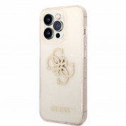 Guess Big 4G Full Glitter Case - силиконов (TPU) калъф за iPhone 14 Pro (златист) 