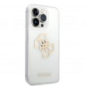 Guess Big 4G Full Glitter Case - силиконов (TPU) калъф за iPhone 14 Pro (прозрачен)  2