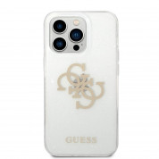 Guess Big 4G Full Glitter Case - силиконов (TPU) калъф за iPhone 14 Pro (прозрачен)  1