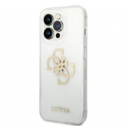 Guess Big 4G Full Glitter Case - силиконов (TPU) калъф за iPhone 14 Pro (прозрачен) 