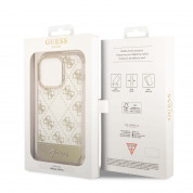 Guess Peony Glitter Script Logo Case - дизайнерски кейс с висока защита за iPhone 14 Pro (златист) 5