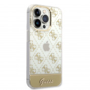 Guess Peony Glitter Script Logo Case - дизайнерски кейс с висока защита за iPhone 14 Pro (златист) 2