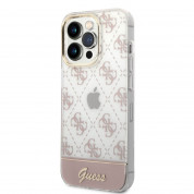 Guess Peony Glitter Script Logo Case - дизайнерски кейс с висока защита за iPhone 14 Pro (розов)