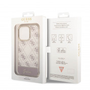 Guess Peony Glitter Script Logo Case - дизайнерски кейс с висока защита за iPhone 14 Pro (розов) 5