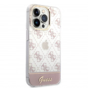 Guess Peony Glitter Script Logo Case - дизайнерски кейс с висока защита за iPhone 14 Pro (розов) 2