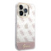 Guess Peony Glitter Script Logo Case - дизайнерски кейс с висока защита за iPhone 14 Pro (розов) 3