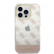 Guess Peony Glitter Script Logo Case - дизайнерски кейс с висока защита за iPhone 14 Pro (розов) 1