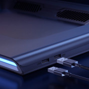 Baseus ThermoCool Heat Dissipating Laptop Stand - охлаждаща ергономична поставка с 2 вентилаторa и LED подсветка за Mac и преносими компютри (тъмносив) 13
