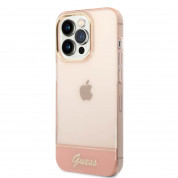 Guess Camera Outline Case - дизайнерски кейс с висока защита за iPhone 14 Pro Max (розов)