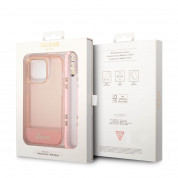 Guess Camera Outline Case with Strap - дизайнерски кейс с висока защита и с връзка за iPhone 14 Pro Max (розов) 5