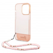 Guess Camera Outline Case with Strap - дизайнерски кейс с висока защита и с връзка за iPhone 14 Pro Max (розов) 4