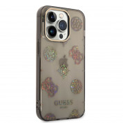 Guess Peony Glitter Case - дизайнерски кейс с висока защита за iPhone 14 Pro Max (черен) 2