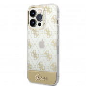 Guess Peony Glitter Script Logo Case - дизайнерски кейс с висока защита за iPhone 14 Pro Max (златист)