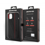 AMG Liquid Silicone Carbon Pattern Case - дизайнерски силиконов калъф за iPhone 14 (черен-червен) 4