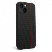 AMG Liquid Silicone Carbon Pattern Case - дизайнерски силиконов калъф за iPhone 14 (черен-червен) 2