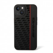 AMG Liquid Silicone Carbon Pattern Case - дизайнерски силиконов калъф за iPhone 14 (черен-червен) 1
