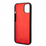 AMG Liquid Silicone Carbon Pattern Case - дизайнерски силиконов калъф за iPhone 14 (черен-червен) 3
