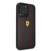 Ferrari Perforated Leather Hard Case - кожен кейс за iPhone 14 Pro (черен) 2
