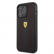Ferrari Perforated Leather Hard Case for iPhone 14 Pro (black)