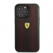 Ferrari Perforated Leather Hard Case - кожен кейс за iPhone 14 Pro (черен) 1