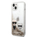 Karl Lagerfeld Liquid Glitter Karl and Choupette Case - дизайнерски кейс с висока защита за iPhone 14 (прозрачен-златист) 1