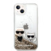 Karl Lagerfeld Liquid Glitter Karl and Choupette Case - дизайнерски кейс с висока защита за iPhone 14 (прозрачен-златист) 2