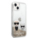 Karl Lagerfeld Liquid Glitter Karl and Choupette Case - дизайнерски кейс с висока защита за iPhone 14 (прозрачен-златист) 3