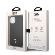 Karl Lagerfeld Quilted Puffy Ikonik Logo Case - дизайнерски кожен кейс за iPhone 14 Plus (черен) 5