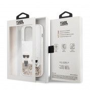 Karl Lagerfeld Liquid Glitter Karl and Choupette Case - дизайнерски кейс с висока защита за iPhone 14 Pro (прозрачен-златист) 5