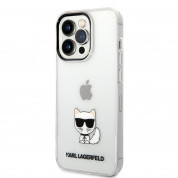 Karl Lagerfeld Choupette Logo Case - дизайнерски кейс с висока защита за iPhone 14 Pro (прозрачен)