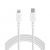 Anker PowerLine Select+ USB-C to Ligthning Cable - сертифициран (MFI) USB-C към Lightning кабел за Apple устройства с Lightning порт (180 см) (бял)