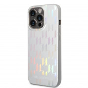 Karl Lagerfeld Iridescent Monogram Case - дизайнерски силиконов кейс за iPhone 14 Pro Max (сребрист) 