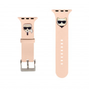 Karl Lagerfeld Karl and Choupette Silicone Watch Strap - силиконова каишка за Apple Watch 38мм, 40мм, 41мм (розов)