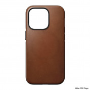 Nomad Modern Leather MagSafe Case - кожен (естествена кожа) кейс с MagSafe за iPhone 14 (кафяв) 2