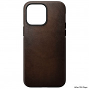 Nomad Modern Leather MagSafe Case - кожен (естествена кожа) кейс с MagSafe за iPhone 14 Pro (тъмнокафяв) 2