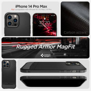 Spigen Rugged Armor MagFit Case - хибриден кейс с висока степен на защита с MagSafe за iPhone 14 Pro Max (черен-мат)  12