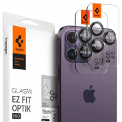 Spigen Optik Pro tR Ez Fit Lens Protector 2 Pack - 2 комплекта предпазни стъклени лещи за камерата на iPhone 15 Pro, iPhone 15 Pro Max, iPhone 14 Pro, iPhone 14 Pro Max (черен)