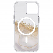 Case Mate Karat Marble MagSafe Case - удароустойчив хибриден кейс с Magsafe за iPhone 14 (прозрачен-златен) 3
