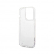 Guess Liquid Glitter Flower Case - дизайнерски кейс с висока защита за iPhone 14 Pro (лилав) 6
