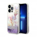 Guess Liquid Glitter Flower Case - дизайнерски кейс с висока защита за iPhone 14 Pro (лилав) 1