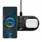 Baseus Digtal LED Display 2in1 Wireless Charger 20W (WXSX010101) - двойна поставка (пад) с Fast Charge технология за безжично зареждане за Qi съвместими устройства (черен-прозрачен) 5