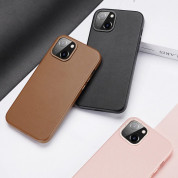 Dux Ducis Grit Faux Leather MagSafe Case - дизайнерски кожен кейс с MagSafe за iPhone 14 (розов) 4
