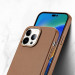 Dux Ducis Grit Faux Leather MagSafe Case - дизайнерски кожен кейс с MagSafe за iPhone 14 Pro (кафяв) 6